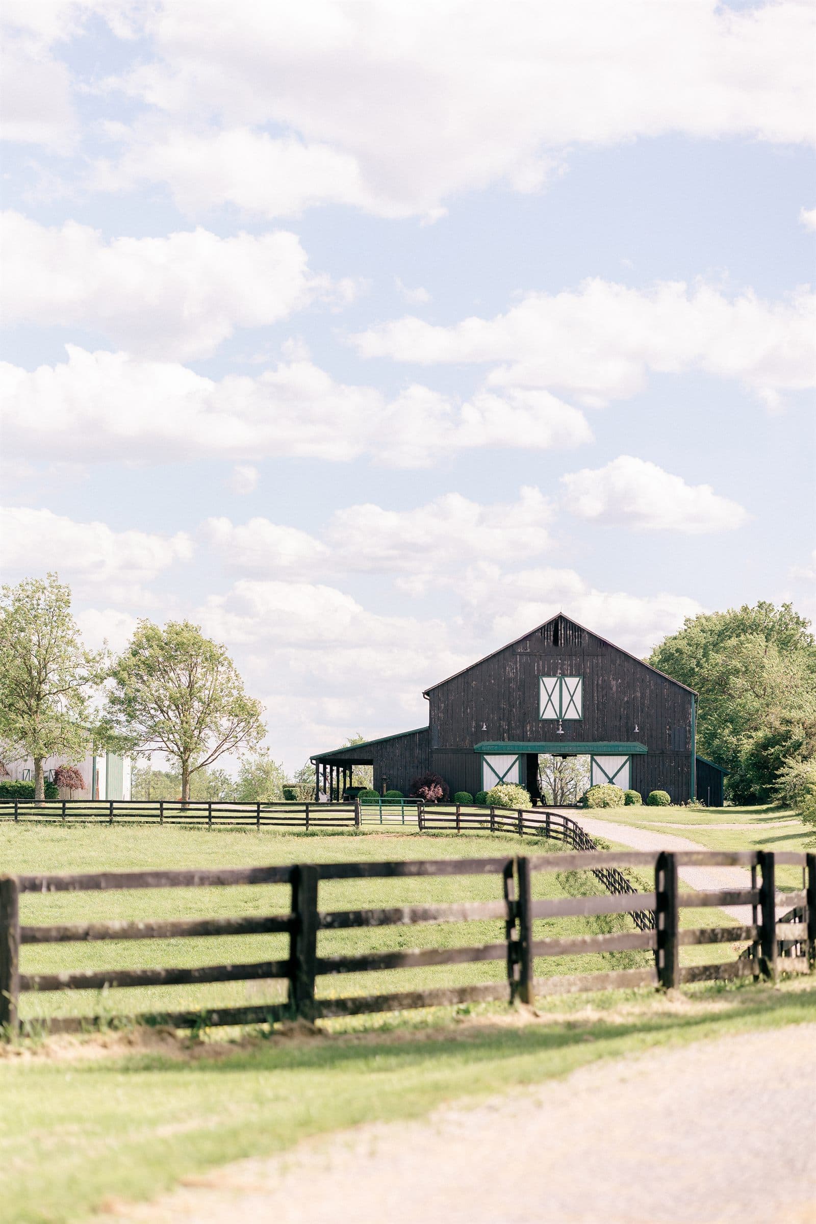 Four-board fences along the farm lane