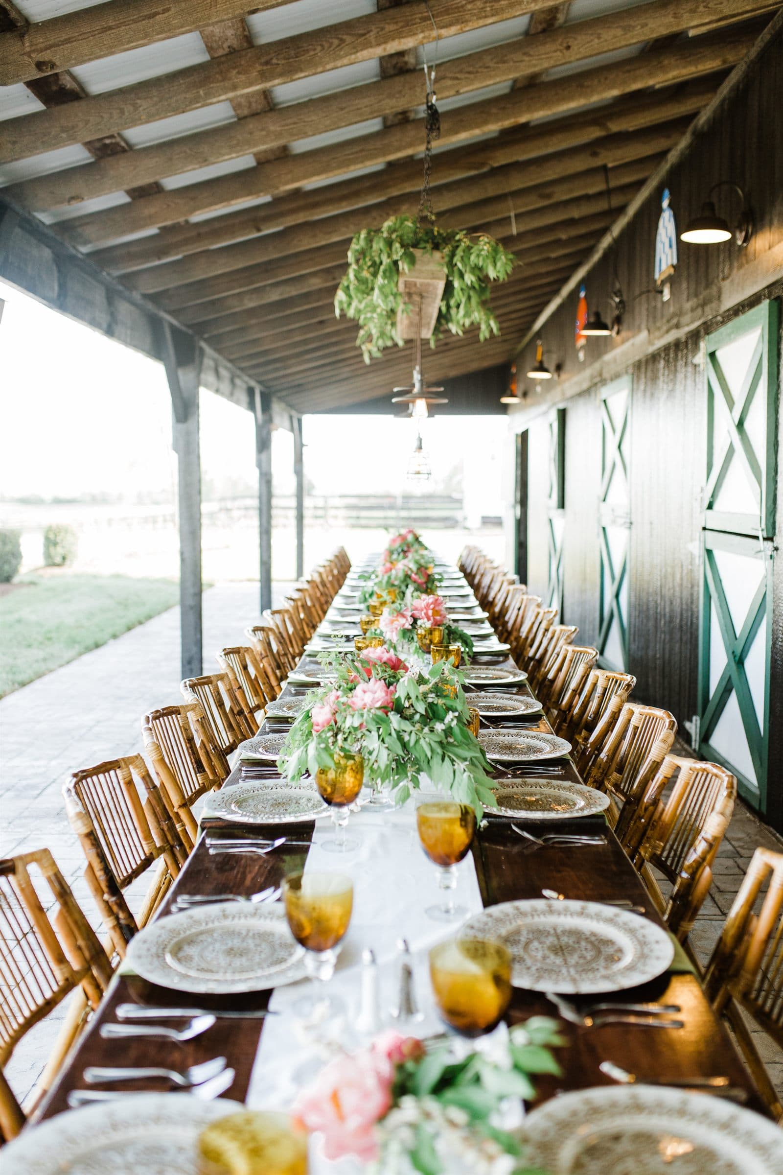 A long table down the barn gallery