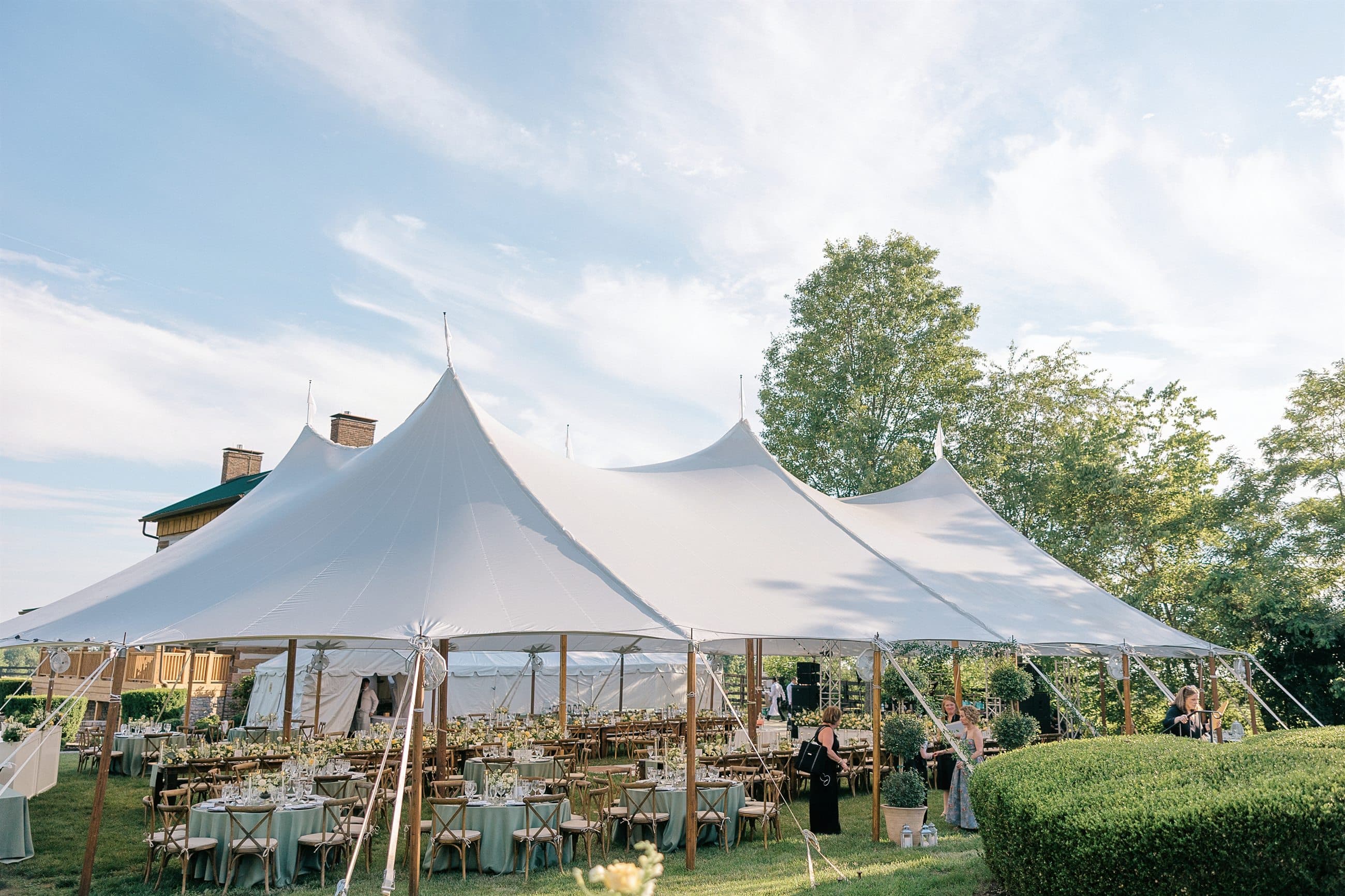 Sailcloth up, cocktails on the lawn